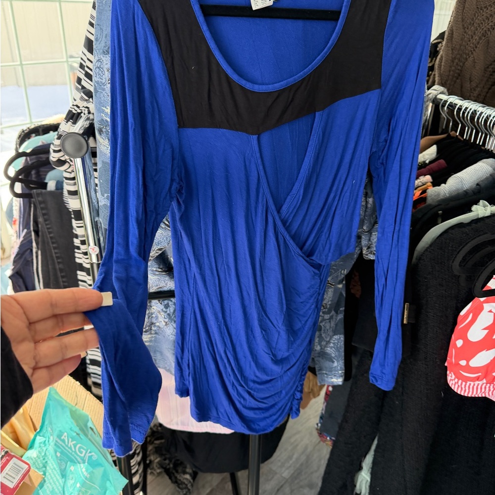 VENUS Royal Blue and Black Blouse